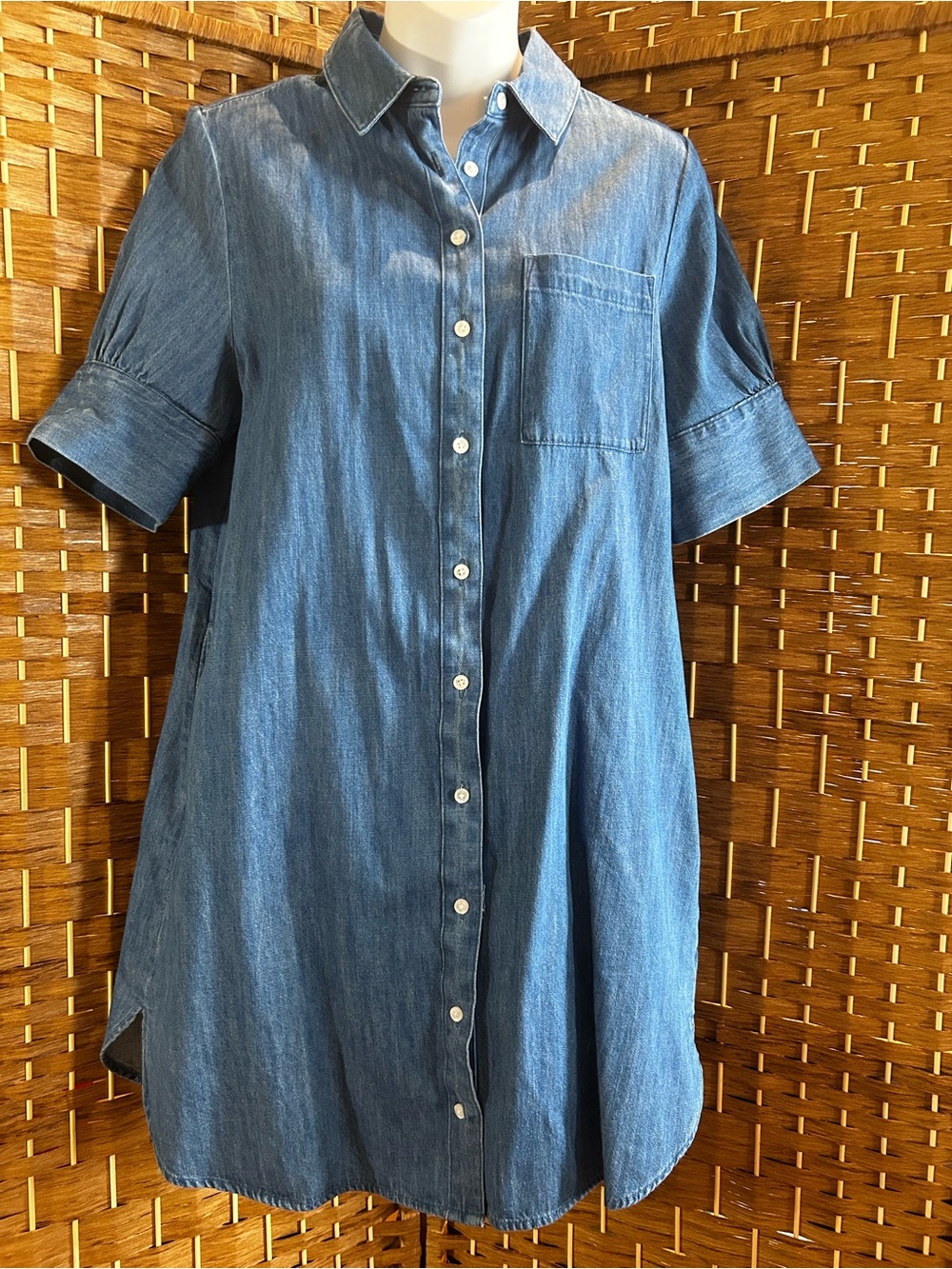 Old Navy Lightweight Denim Shirt Dress SP 100% Cotton Hidden Pockets